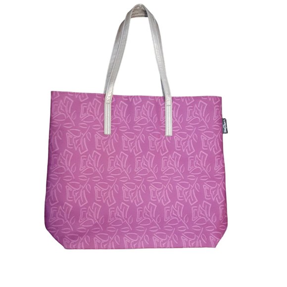 Lancome Fushia Pink Gold 2 Strap Shopper Tote Bag 17" x 15" - Picture 1 of 11